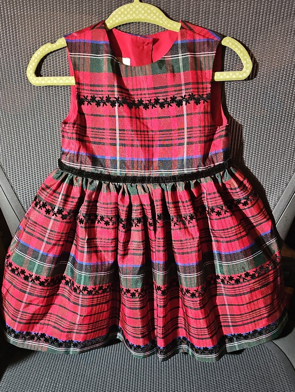 Pippa & Julie Red Plaid Velvet-Trim Holiday Dress